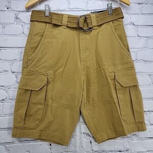 Fission Cargo Shorts Mens 28 Tan Khaki Slide Belt 10" Inseam New NWT